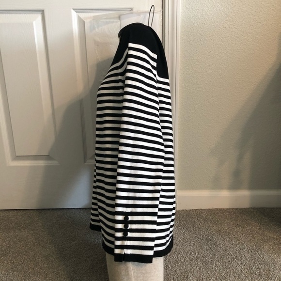 CHICOS STRIPED BUTTON-SLEEVE PULLOVER SWEATER / 2 - Picture 4 of 11